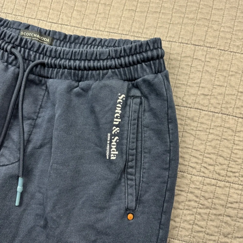 Scotch & Soda Men Large Jogger Sweatpants Navy Blue Organic Cotton Casual Lounge